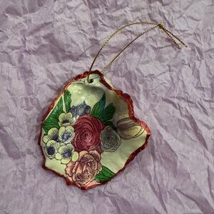 Hand-Made Floral Ornament in Pink, Green, Cream